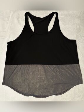 2X Black and Gold Colorblock Racerback Tank Top